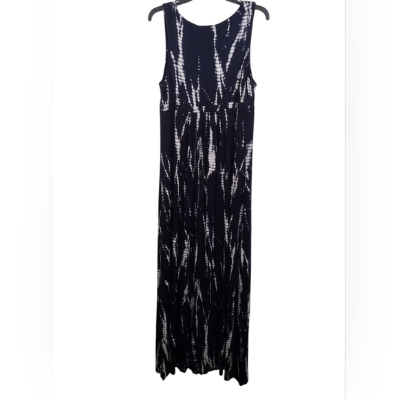 Matty M Elegant Navy And White Tie Dye Print Maxi Dress Size XL - Picture 11 of 11